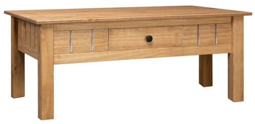 vidaXL Massivholz Panama-Kiefer Couchtisch mit 1 Schublade Beistelltisch Wohnzimmertisch Sofatisch Kaffeetisch Holztisch 100x60x43,5cm