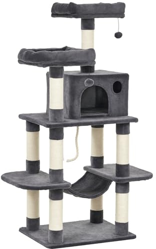 PawHut Katzenbaum mit Hängematte Kletterbaum 60 x 48 x 144 cm Dunkelgrau