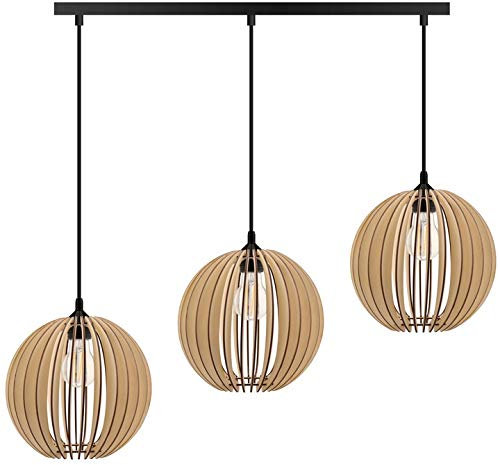 FKL DESIGN Home Deco Hängelampe Deckenlampe Pendelleuchte aus Holz verschiedene Varianten Fassung E27 Retro Vintage Holzlampe Leuchte Beleuchtung aus Serie VD (Hängelampe VD-BZ3J)
