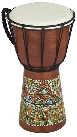 Deco 79 Wood Drum Handmade Djembe Sculpture with Rope Accents, 7 x 7 x 12, Brown