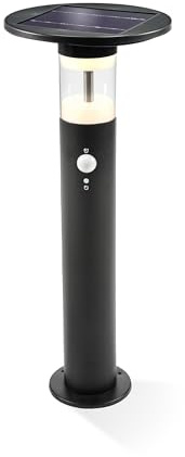 Esotec Solar Wegeleuchte Standleuchte Bewegungsmelder Amelia, ALU 102746 | Solar Wegeleuchte für draussen, Ø21x53,5cm, PIR 120°/6-8m, 3000K, 20-600lm, 3 Modi, 2,8Wp Solarmodul, LiFePO4 Akku, IP44