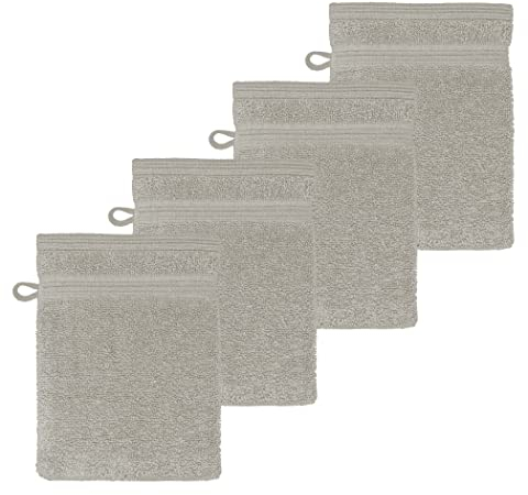 Lashuma Gästehandtuch Grau - Kiesel, 4er Handtuch Set, London Waschtücher Frottee 16x21 cm