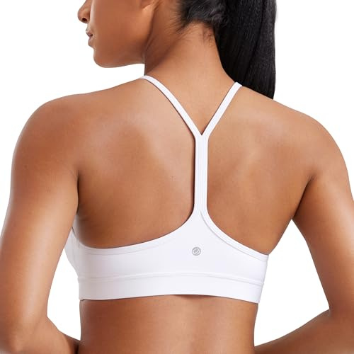 CRZ YOGA Butterluxe Donna Reggiseno Sportivo Y Racer Back Spaghetti Straps Imbottito Basso Impatto Yoga Bra Bianco S