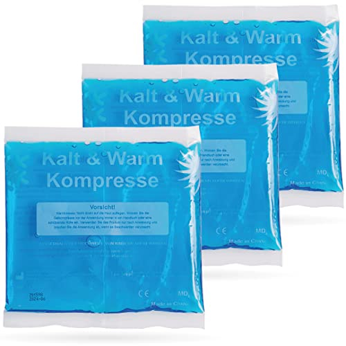 IEA Medical Kalt Warm Kompressen | 3er Set | 13x14 cm | Kühlpacks für Prellungen, Insektenstiche und andere Schmerzen | wiederverwendbare Gel-Kühlkissen (3er Set Kompresse S) Blau