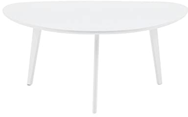 PHOENANCEE Couchtisch Oval, Kleiner Tisch Wohnzimmer, Tischbeine aus massivem Eichenholz, Mitteltisch für Wohnzimmer, 85CM(Weiß)