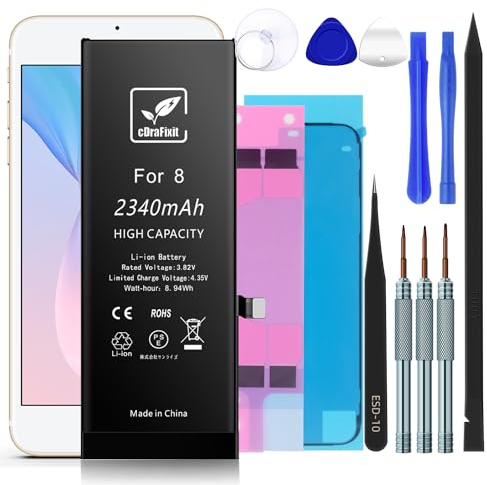 cDraFixit Batteria per iPhone 8, set Raparatur con strisce adesive di ricambio, compatibile con iPhone