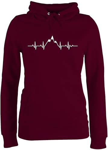 Shirtracer - Pullover Damen Hoodie Frauen - Symbol und Zeichen Outfit - Herzschlag Berge