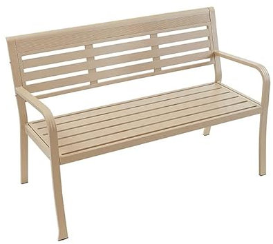 ZMYJTO Lässige Rückenlehne Gartenstuhl Aluminium Leichte robuste Outdoor-Bank Verandamöbel Dekorativer Terrassensitz für Gartenweg Hof Rasen Arbeit Eingang Arbeitsplatte