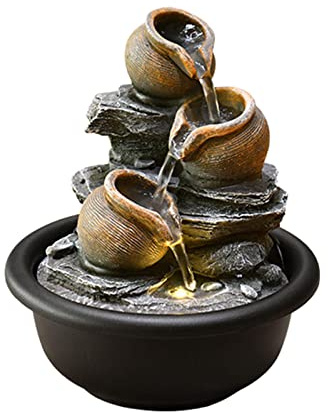 Colcolo Desktop-Brunnen, Mini-Wasserfall, Tischbrunnen, Innenwasserbrunnen für das Wohnzimmer, Runder Topf