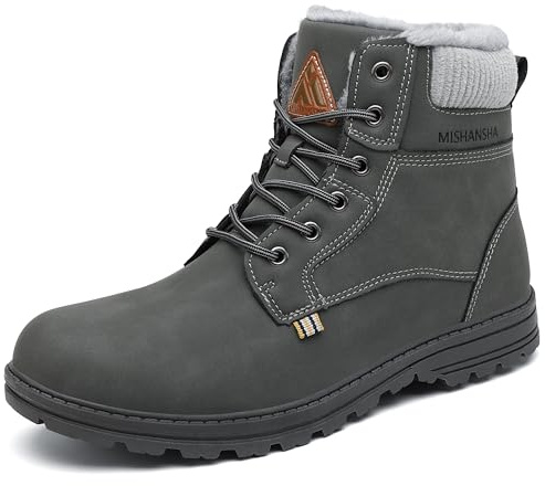 Mishansha Stivali Invernali Uomo Stivaletti da Neve Donna Caldo Antiscivolo Trekking Boots, Calda Grigio 42