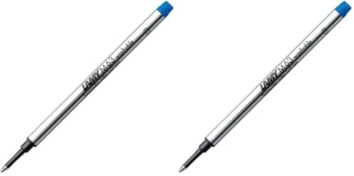 Lamy M 63 Mine 823 Tintenroller-Mine aus Metall in der Farbe Blau (löschbar) für Lamy Tintenroller mit Kappe Strichbreite B 1230614 (Packung mit 2)