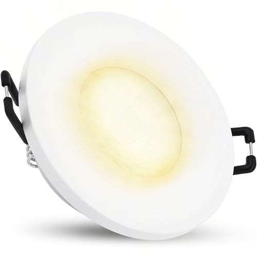 SSC-LUXon BEDA Einbauleuchte GU10 IP65 weiß + LED Lampe dimmbar 7W warmweiß 230V (wechselbar) - Einbaustrahler Außenbereich