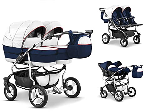 Zwillingskinderwagen 4 in 1 Twin Star inkl. Autositze - 13 Teile - in 16 Farben