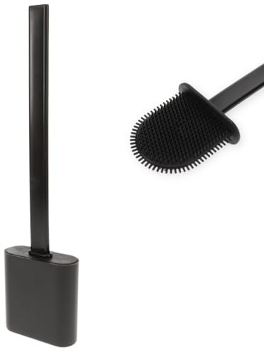 Klobürste Silikon schwarz Wandmontage Silikon Toilettenbürste WC Bürste Klobürstenhalter ohne Bohren Bürstengarnitur WC Bürsten & Halter