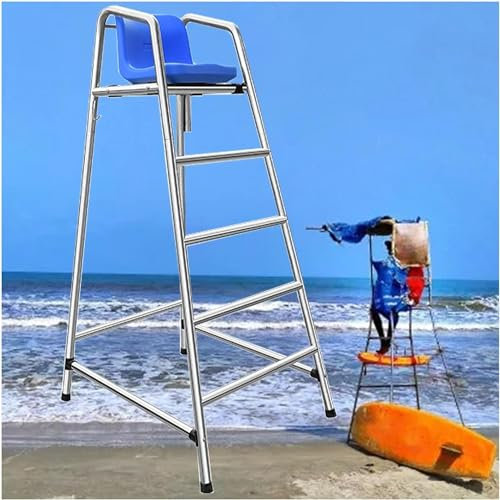 AviiSo Escalera para Piscina Elevad Taburete de observación para salvar vidas en la piscina de la playa, Silla de árbitro desmontable de acero inoxidable para exterior/interior, Carga 660 libras(Size: