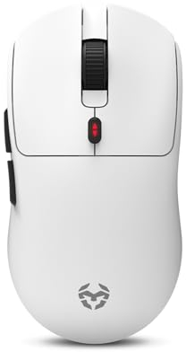 KROM Klever, Ratón Gaming Inalámbrico Superligero 55g, Sensor Óptico Pixart PMW3325 hasta 10000 dpi, 6 Botones, Polling Rate 1000Hz, Conexión Wireless 24GHz y USB C, Compatible PC Mac PS4 PS5, Blanco