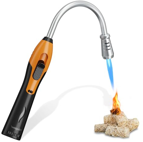 YZlighter Accendino Lungo per Camino Candele Accendigas a Fiamma Accendino Antivento Gas Butano Accendino Lungo Torcia con Collo Flessibile Accendini Jet per Candela Barbecue Stufa (Senza Gas)