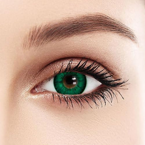 BEAUYWL Farbige Kontaktlinsen ohne Stärke mit Hohem Wassergehalt - Halloween Cosplay Linsen Karneval Motto Party Anime, 12 Monatslinsen 1 Paar (grün)