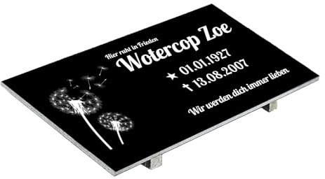 Grabplatte mit Inschrift aus Granit, personalisierbar Gedenktafel für Urnengrab, Grabstein für 1-2 Pers., Urnengrabstein N7 (30x60cm mit Stützen)