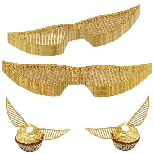 QOMJUFA 50 Stück Gold Glitter Flügel Kuchen Dekoration, Dekoration Hexe aus Schokolade Cupcake Topper Gold glänzend Flügel für Bonbons Kuchen Cupcakes Party Mottoparty (C)