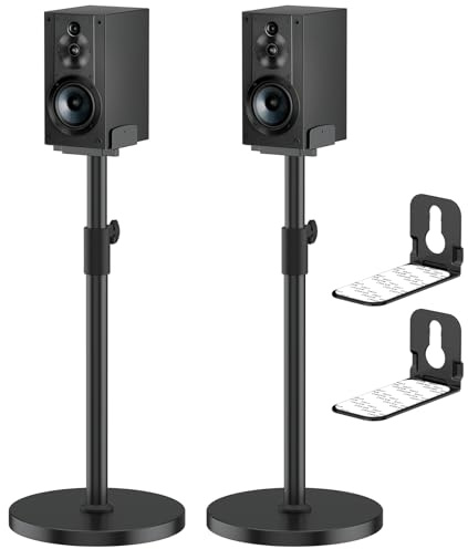 Robustes Lautsprecherständer-Paar für Sony-Lautsprecherständer SS-CS5/SS-CS5M2/SS-CS8/SA-Z9R mit Soundbar-Halterungen, beidseitig verstellbar, passend für 5–11-Zoll Lautsprecher. WR-Kabelmanagement
