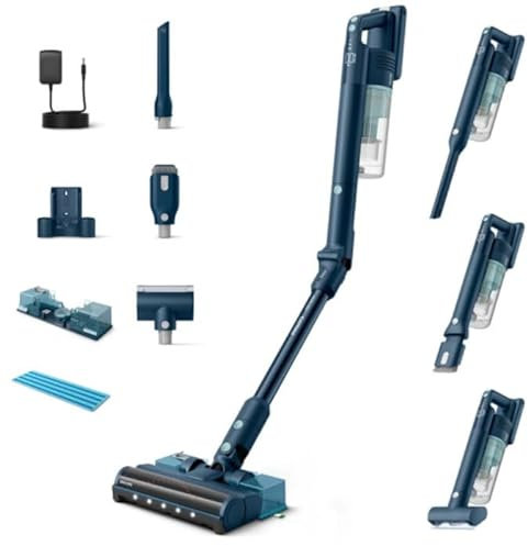 PHILIPS Kabelloser Staubsauger 5000 Series Flex, Starke Saugkraft, 60 Min. Laufzeit, Düse mit LED-Beleuchtung, Tierhaar-Düse, Fugendüse und Kombi-Zubehör, Display, Austauschbarer Akku (XC5244/10)