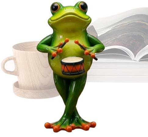 Miniature Frog Statue - Set of 2 Small Resin Frog Figures for Garden and Fairy Garden Decor | Cute and Durable Outdoor Frog Sculptures, Weatherproof Animal Ornaments for Flower Pots, Terras