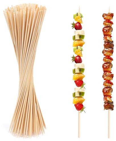 ANTETOK Bambusspieße 40cm Lang 100 Stück, Grillspieße für Marshmallow, Grill, Snack, Obst, Würste und Burger