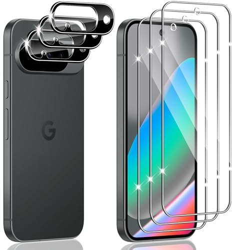 Hengnewro 3 stycken härdat glas för Google Pixel 10, skärmskydd tillbehör med 3 delar kamerafilmskydd, HD klar, 9H hårdhet, med installationsverktyg