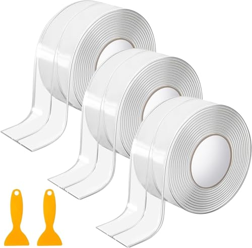 UOSIWYA 3 Rollen Dichtungsband Selbstklebend Wasserdicht, Abdichtband Fugenband Transparent Fugendichtungsband Klebebanddichtungen für Badezimmer Toilette Küche (3.2 x 3.8cm)