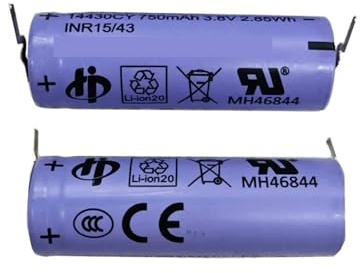 Batteria for spazzolino elettrico da 3,8 V 750 mAh compatibile con Philips, accessori for batteria rasoio HX999 14430CY(2pcs)