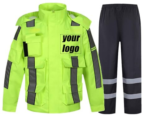 East-hai-buy Reflektierender Hoodie mit Individuellem Logo, Personalisierbare Sicherheitsjacke Wasserdicht Winddicht Regenjacke für Baustellen Verkehr und Straßen Herren Arbeitskleidung Color1,L