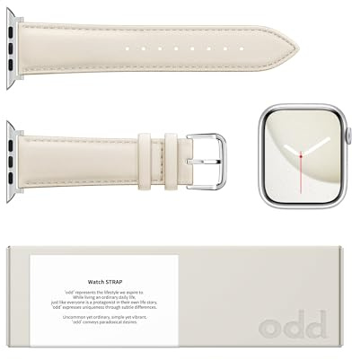 a.odd Genuine Leather Strap for Apple Watch Series 1-11 SE Ultra 1/2, 38mm 40mm 41mm 42mm 44mm 45mm 46mm 49mm (Cream Eburnean, L [42/44/45/46/49mm])