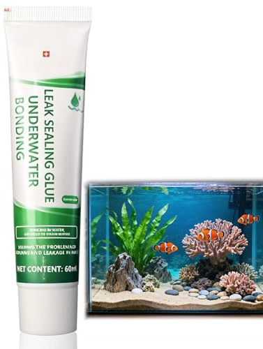 60ML Silicone Sealant, Underwater Aquarium Repair Adhesive, Fish Tank Leak Repair Glue, Waterproof & Aquarium Safe Strong Water-Resistant Adhesive
