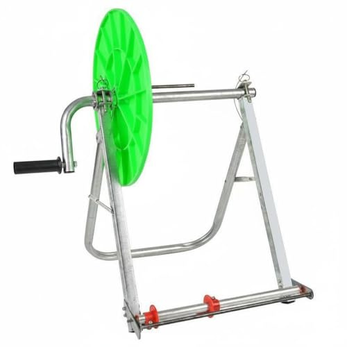 KiBcsLic Lay Flat Hose Reel Hand Crank Manual Hose Winder Compact Hose Reel Rust Resistant Garden Hose Pipe Reel Agricultural Equipment for Farmers, Gardeners, Farm, Garden, Orchard, Green Disc