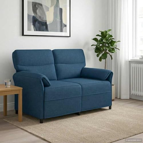 Kaloriko Sofá con funda de poliéster 100%, marco de metal, MDF y madera contrachapada, sofá de 2 plazas para salón, diseño moderno, cómodo conjunto de tapicería con cojines de espuma, reposabrazos