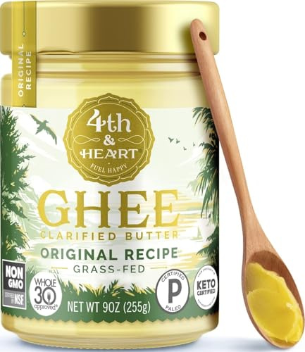 Original Grass-Fed Ghee Butter by 4th & Heart, 9 Ounce, Pasture Raised, Non-GMO, Lactose Free, Certified Paleo, Keto-Friendly