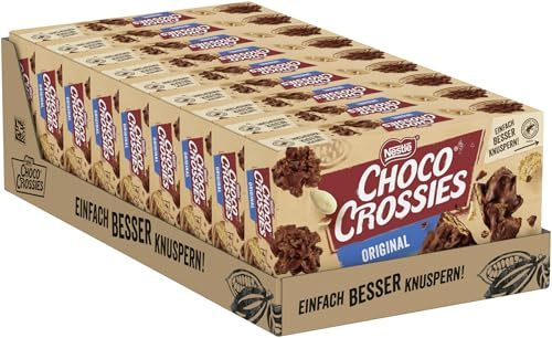 Nestlé CHOCO CROSSIES Original, krosse Flakes und knackige Mandeln, umhüllt von zartschmelzender Milchschokolade, 9er Pack (9 x 2 à 75g)