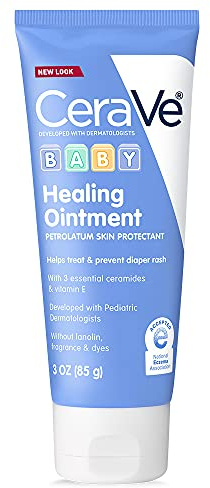 CeraVe Diaper Rash Cream, Baby Healing Ointment for Extra Dry, Cracked Skin, Diaper Cream with Ceramides & Vitamin E, Lanolin, Fragrance, Paraben, Dye, Phthalates & Sulfate Free, 3 Ounce
