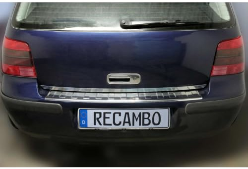RECAMBO Ladekantenschutz Edelstahl kompatibel für VW Golf 4 - matt gebürstet mit Textur - Styling und Schutz für die Stoßstange