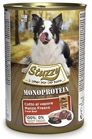 Stuzzy, Cibo Umido per Cani Adulti al Manzo, Monoproteico in Patè (6 Lattine da 400g)