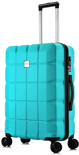 ATX Luggage Medium Suitcase on 4 Dual Spinner Wheels Super Lightweight ABS Hard Shell Hold Check in with Built-in TSA Lock (Mint Green, 65Liter)