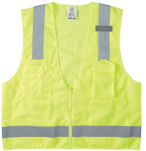 Klein Tools 60269 Safety Vest, High-Vis Reflective Mesh with 8-Pockets, M/L
