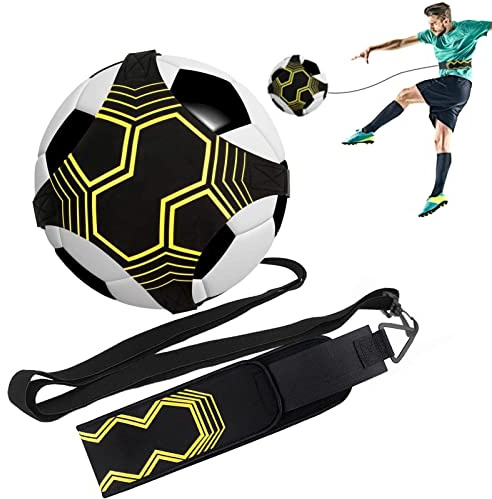Taeku Football Kick Trainer, Adjustable Soccer Training Aid Solo Practice Control Skills Waist Practice Belt for Volleyball Rugby Futsal Balls (4 Straps)