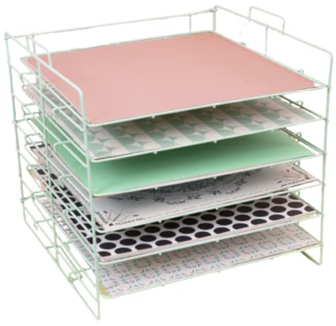 CRAFTELIER PAPIERABLAGE MIT SECHS FÄCHERN IN TÜRKIS