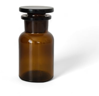 Avalon Cosmetic Packaging 100ml Amber Glass Apothecary Jar with Ground Glass Stopper | Vintage Refillable Container for Herbs, Spices, Oils, and Decorative Storage