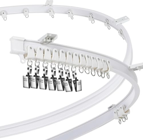 Gebogene Decke Vorhangschiene Biegsame Halterung für Vorhangschiene Etagenbett Erkerfenster Raumteiler Flexibel Gerade (Weiß, 8 m/ 26 Ft)