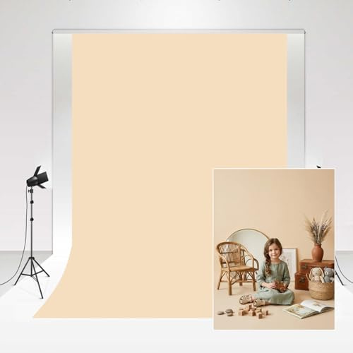 Kate Toile de fond beige pour studio de photographie - Couleur crème - 2,4 x 3 m - Toile de fond en tissu doux