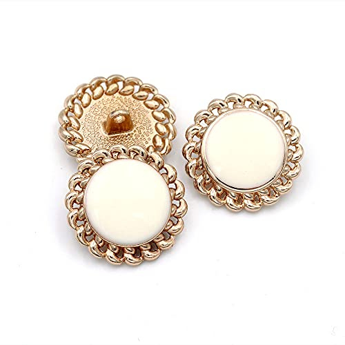 5 Pcs/Lot Gold Metal Button Cloth Buttons Round Scrapbook Decoration(White-2,20mm)