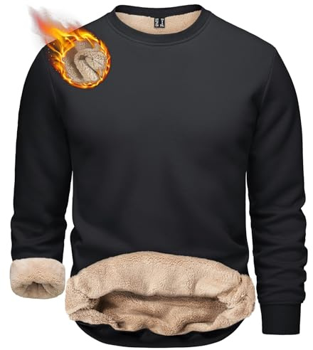 TACVASEN Herren Warme Fleece Pullover Sweatshirts Winter Langarm Shirts mit Fleecefutter